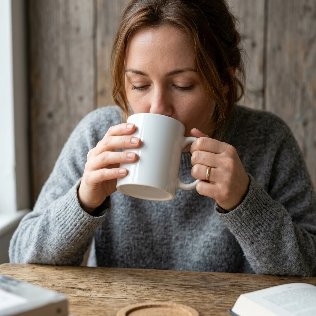 Coffee mug in a human use lifestyle scene